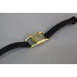 A JAEGER LE COULTRE ETRIER HERMES LADIES WATCH, c.1970, mechanical movement, black lizard strap with