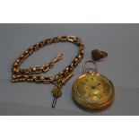 A 14K GOLD OPEN FACED POCKET WATCH, approximately 113 grams, together with a 9ct gold, early 20th