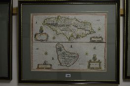 JOHN SPEED, maps of Jamaica and Barbados, hand coloured, page 47 and 48, circa 1676, approximately