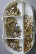 A TRAY OF COSTUME JEWELLERY, WATCHES ETC