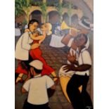 AFTER MARSHA HAMMEL, a limited edition print of a couple dancing to a jazz band 5/195, signed and