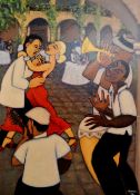 AFTER MARSHA HAMMEL, a limited edition print of a couple dancing to a jazz band 5/195, signed and