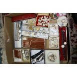 A BOX OF WATCH PARTS ETC