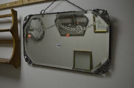 A 1937 COMMEMORATIVE WALL MIRROR, with bevelled glass and chrome fittings including crown and