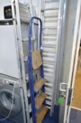 AN ALUMINIUM EXTENSION LADDER, and two step ladders, ladders are 11feet long