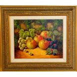 JOHN F SMITH, 'Still Life - Fruits', oil on canvas, signed by the artist, 25cm x 20cm, framed