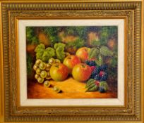 JOHN F SMITH, 'Still Life - Fruits', oil on canvas, signed by the artist, 25cm x 20cm, framed