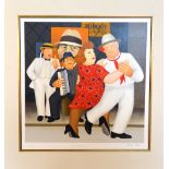 AFTER BERYL COOK, 'Tango Busking', a limited edition print 111/395, signed, titled and numbered by