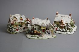 THREE BOXED LILLIPUT LANE ILLUMINATED COTTAGES, 'The Waggon & Horses' L2793, 'Christmas Lights at