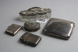 A GROUP LOT OF SILVER, to include cigarette case, approximate weight 95.1 grams, two silver