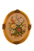 C.FORSHAW, 'Floral', oil on oval board, signed and dated by the artist, framed, maximum dimensions