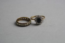 A 9CT DRESS RING, ring size P, together with a 9ct full eternity ring, ring size M, approximate