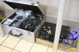 A NINTENDO GAMECUBE, with games, in a case, together with a playstation2 console