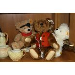 FOUR UNBOXED MODERN STEIFF COLLECTORS BEARS, cuddly soft plush Pirate bear (672828), height