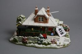 A BOXED LILLIPUT LANE SCULPTURE, 'Christmas at Woody Bay Station', L3126, with deeds