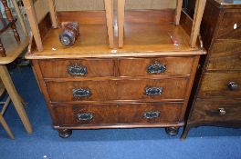 A VICTORIAN WALNUT WASHSTAND, with gallery top above two short and two long drawers with copper