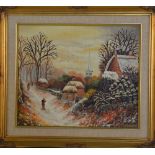 CHRISTINE FORSHAW, 'Winter Scene', oil on board, signed by the artist, 29cm x 24cm, framed