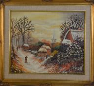 CHRISTINE FORSHAW, 'Winter Scene', oil on board, signed by the artist, 29cm x 24cm, framed