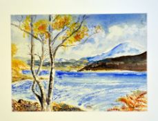 BERNADETTE OWENS, a watercolour painting of a river scene, signed by the artist, 36cm x 25cm,