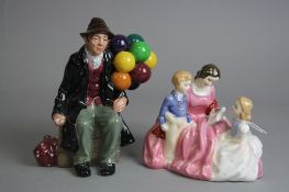 TWO ROYAL DOULTON FIGURE/GROUP, to include 'The Bedtime Story' HN2059 and 'The Balloon Man'