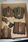 FIVE INDIAN WOODEN PRINTING BLOCKS, probably for fabric, various designs (5) (situated in