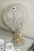 A CUT GLASS TABLE LAMP, height approximately 42cm