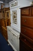 TWO PAINTED CONTINENTAL CUPBOARDS, one with two drawers over two doors, the other one drawer over