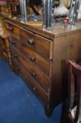 A GEORGIAN MAHOGANY CHEST, of two short and three long drawers on bracket feet, approximate size