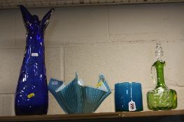 A SMALL GROUP OF ART GLASS, to include an Ekenas glass vase signed by John-Owar Lake and a large