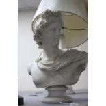 A PARIAN BUST, classical male, signed to the reverse C-Delpech, on waisted socle, impressed '