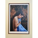 AFTER DOUGLAS HOFMANN, 'Blue Shawl', a limited edition print 56/295, signed, numbered and with