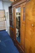 AN EDWARDIAN SATINWOOD WARDROBE, and dressing table (2)