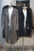 A SHEEPSKIN COAT, marked size 40 and 'K & M' label, a suede coat, with a simulated fur jacket with