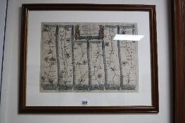 JOHN OGILBY, a late 17th Century road map (London to Holy Head), Lichfield to Chester, later hand