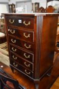 A SMALL EDWARDIAN AND LATER MAHOGANY CHEST, of six drawers (sd, alterations)