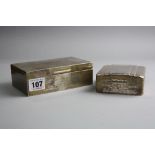 TWO SILVER CIGARETTE BOXES, 14cm x 8.5cm and 8.5cm x 8.5cm