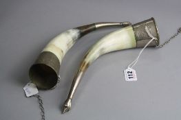 A PAIR OF DRINKING HORNS (sold on behalf of St Giles Hospice)