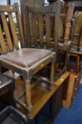 AN OAK DROP LEAF TABLE, four chairs and another chair (sd) (6)