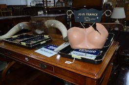 A QUANTITY OF VARIOUS FRENCH EPHEMERA, including six various brewers trays, Bra stand reading Hi-