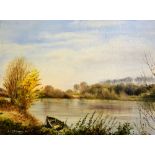 J.I.STANWAY, an original oil on board of a river scene, signed by the artist, 40.5cm x 30.5cm,