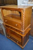 A PAIR OF PINE TV STANDS