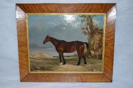 W. RAYROAD ? EARLY 19TH CENTURY SCHOOL, study of a bay horse in a landscape, oil on canvas,