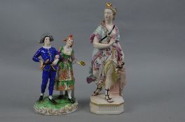 A LATE 18TH CENTURY DERBY PORCELAIN FIGURE OF DIANA, modelled with dog, damaged quiver, bow and