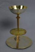A MID 20TH CENTURY SILVER GILT COMMUNION SET, the chalice stamped 835 to the outer edge of the bowl,
