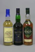 THREE BOTTLES OF OUTSTANDING SINGLE MALT WHISKIES, 1 x Glen Ord 12 year old Single Malt (old