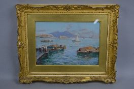 OSCAR RICCIARDI (1864-1935), Naples from The Sea, oil on panel, signed Ricciardi lower right, titled