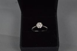 A MODERN 18CT GOLD DIAMOND FLOWER CLUSTER RING, estimated total diamond weight 0.50ct, colour