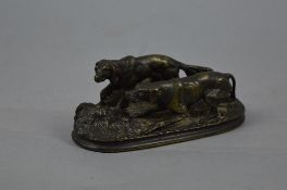 AFTER PIERRE-JULES MENE (1810-1879), a patinated bronze figure group of two hunting dogs in the