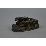AFTER PIERRE-JULES MENE (1810-1879), a patinated bronze figure group of two hunting dogs in the