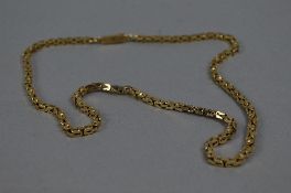 A MODERN 9CT YELLOW GOLD BYZANTINE LINK CHAIN, measuring approximately 420mm in length, hallmarked